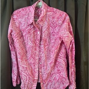 Jones New York, pink and white, large, button down,